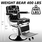 Heavy-Duty Reclining Barber Chair with Adjustable Headrest