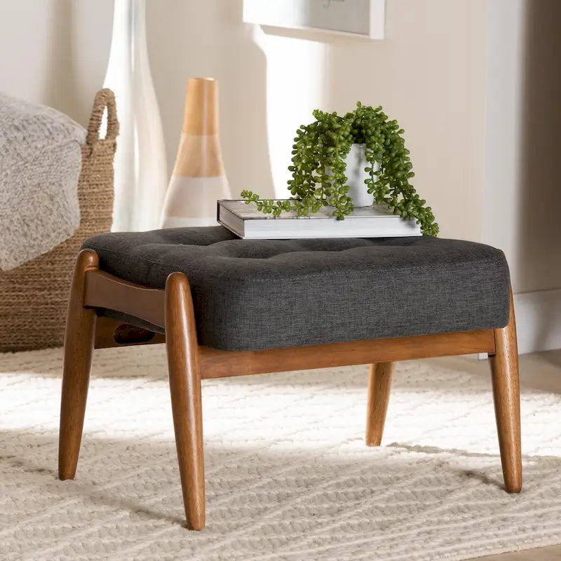 Japandi Fabric Ottoman Footstool