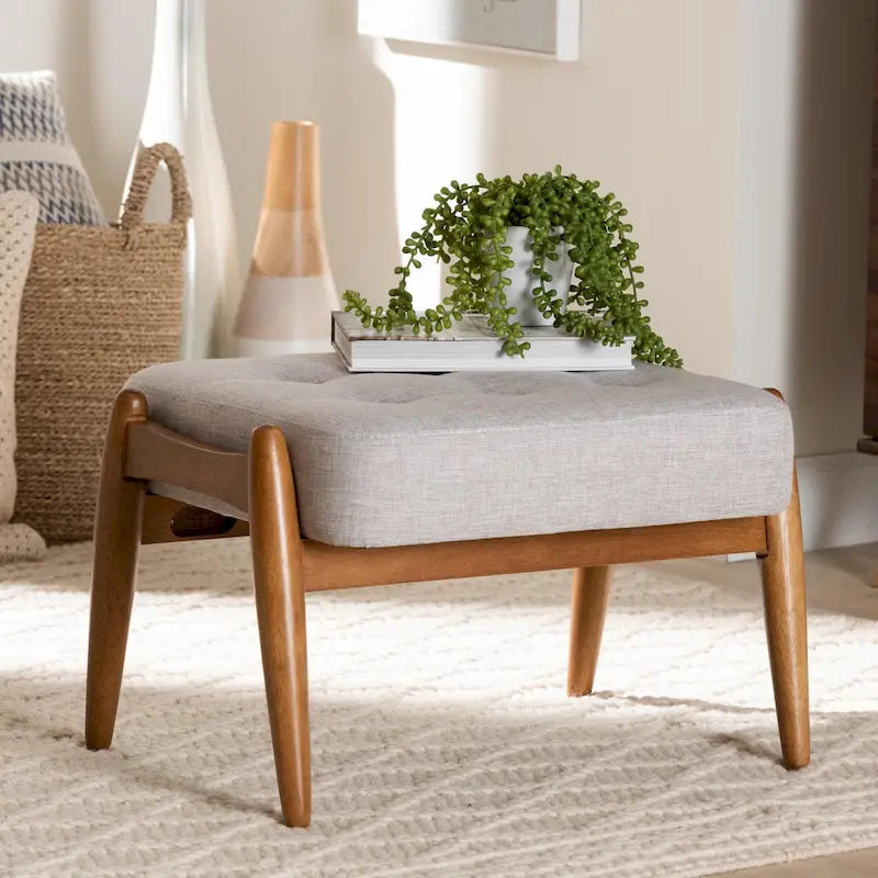 Japandi Fabric Ottoman Footstool