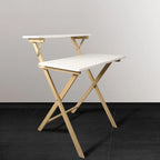 2-Tier Foldable Laptop Desk with Solid Wood Surface