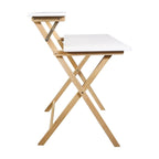 2-Tier Foldable Laptop Desk with Solid Wood Surface