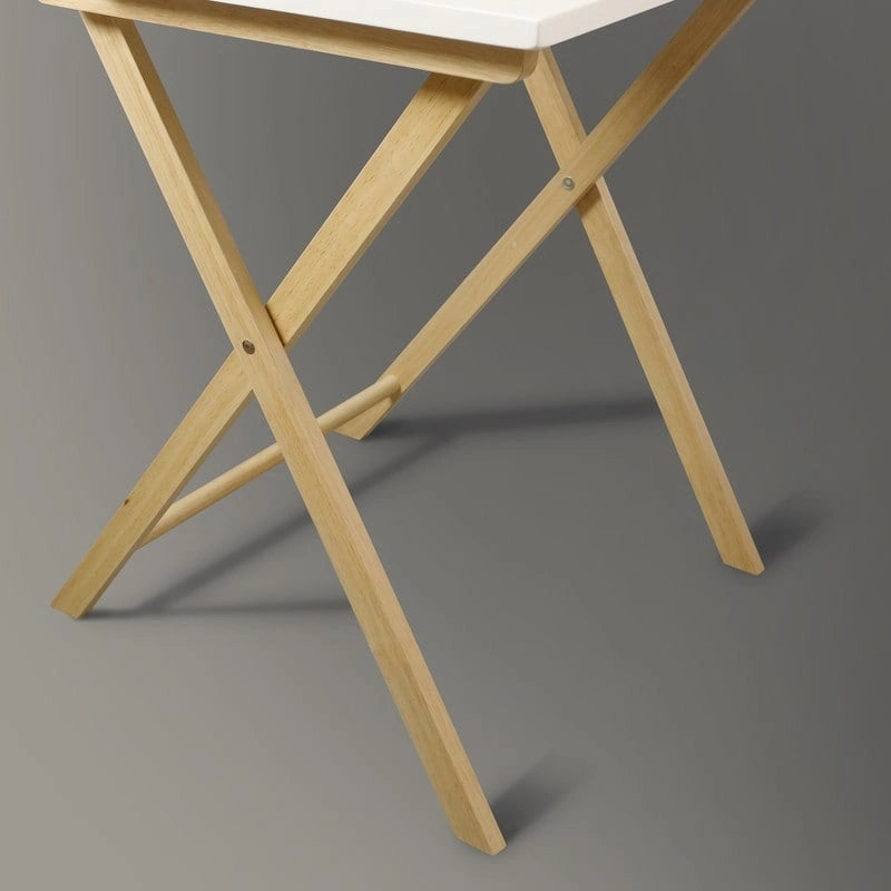 2-Tier Foldable Laptop Desk with Solid Wood Surface