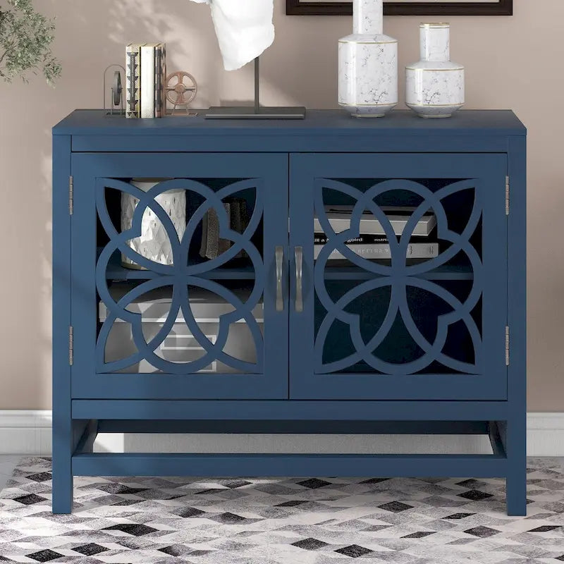 Accent Storage Cabinet with Fretwork Doors and Adjustable Shelf