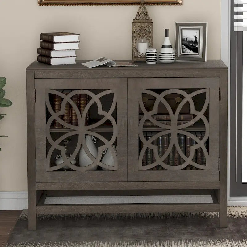 Accent Storage Cabinet with Fretwork Doors and Adjustable Shelf