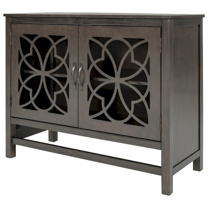 Accent Storage Cabinet with Fretwork Doors and Adjustable Shelf