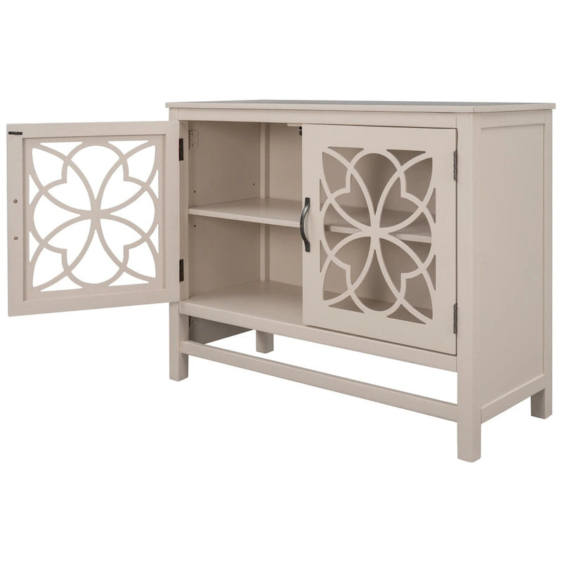 Accent Storage Cabinet with Fretwork Doors and Adjustable Shelf