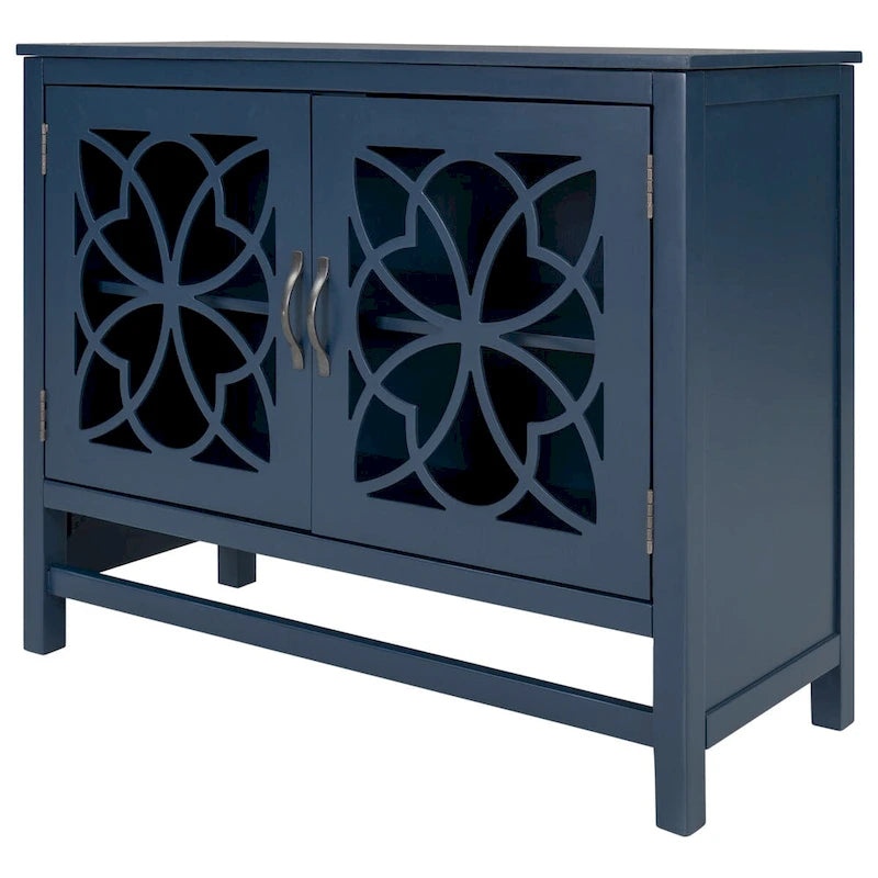 Accent Storage Cabinet with Fretwork Doors and Adjustable Shelf