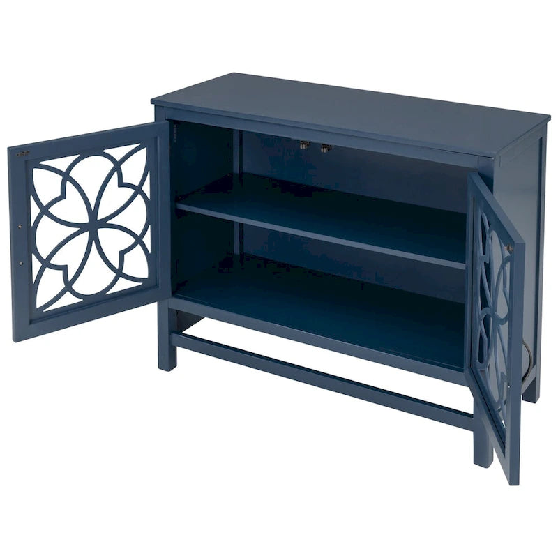 Accent Storage Cabinet with Fretwork Doors and Adjustable Shelf