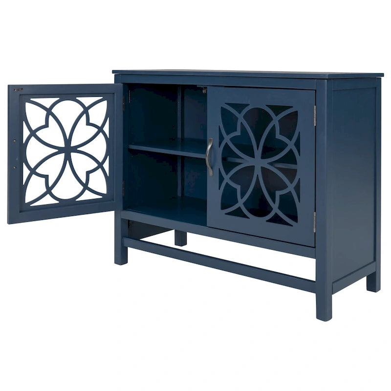 Accent Storage Cabinet with Fretwork Doors and Adjustable Shelf