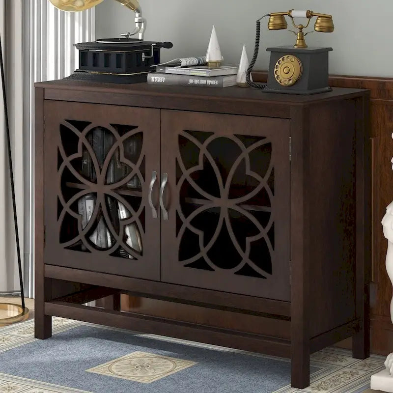 Accent Storage Cabinet with Fretwork Doors and Adjustable Shelf