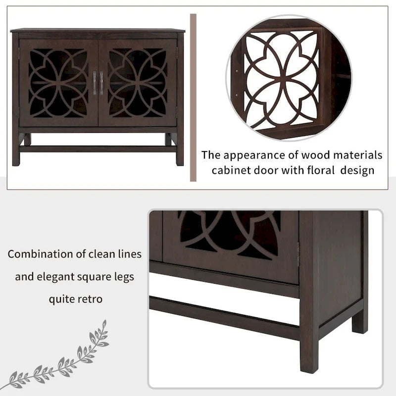 Accent Storage Cabinet with Fretwork Doors and Adjustable Shelf