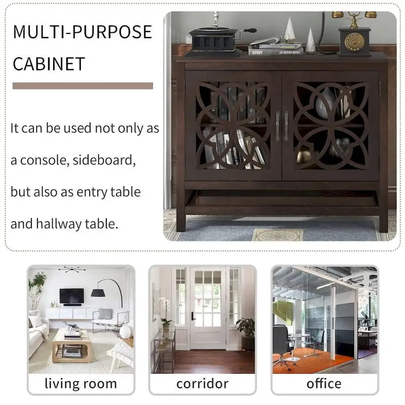 Accent Storage Cabinet with Fretwork Doors and Adjustable Shelf