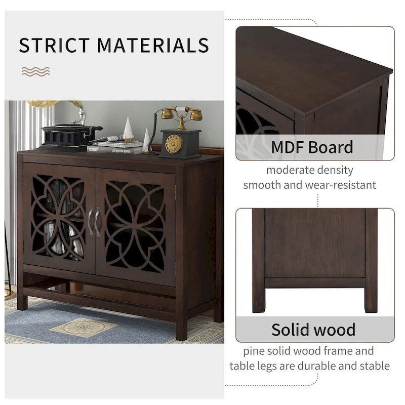 Accent Storage Cabinet with Fretwork Doors and Adjustable Shelf
