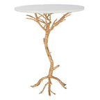 Round White Granite Top Accent Table with Iron Branch Base - 20"W x 20"D x 25"H