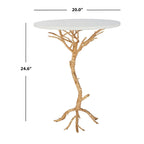 Round White Granite Top Accent Table with Iron Branch Base - 20"W x 20"D x 25"H
