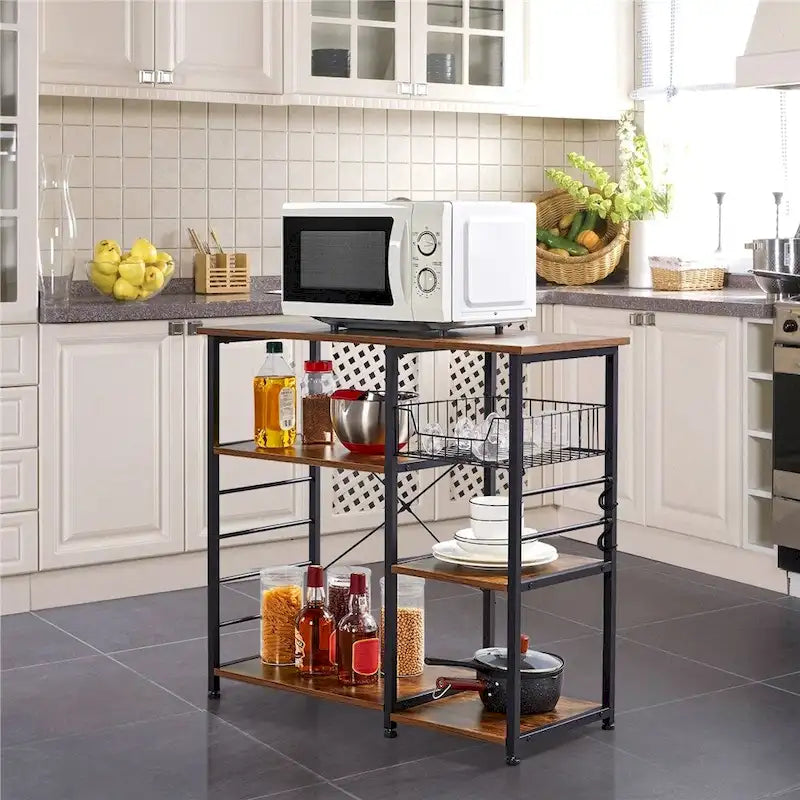 Metal Frame Baker's Rack Kitchen Island Storage Shelf