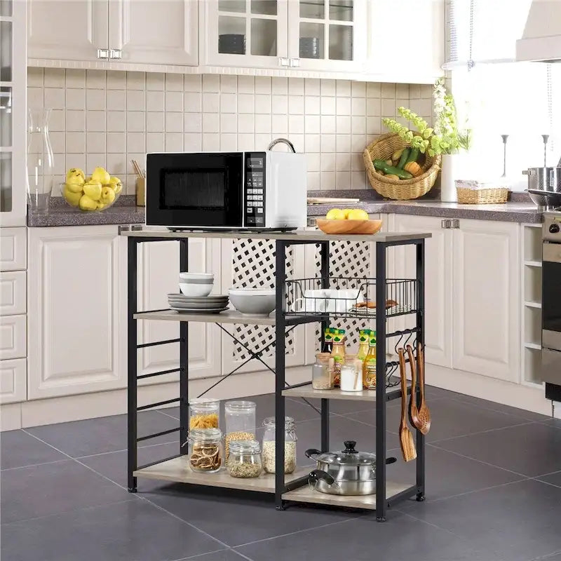 Metal Frame Baker's Rack Kitchen Island Storage Shelf