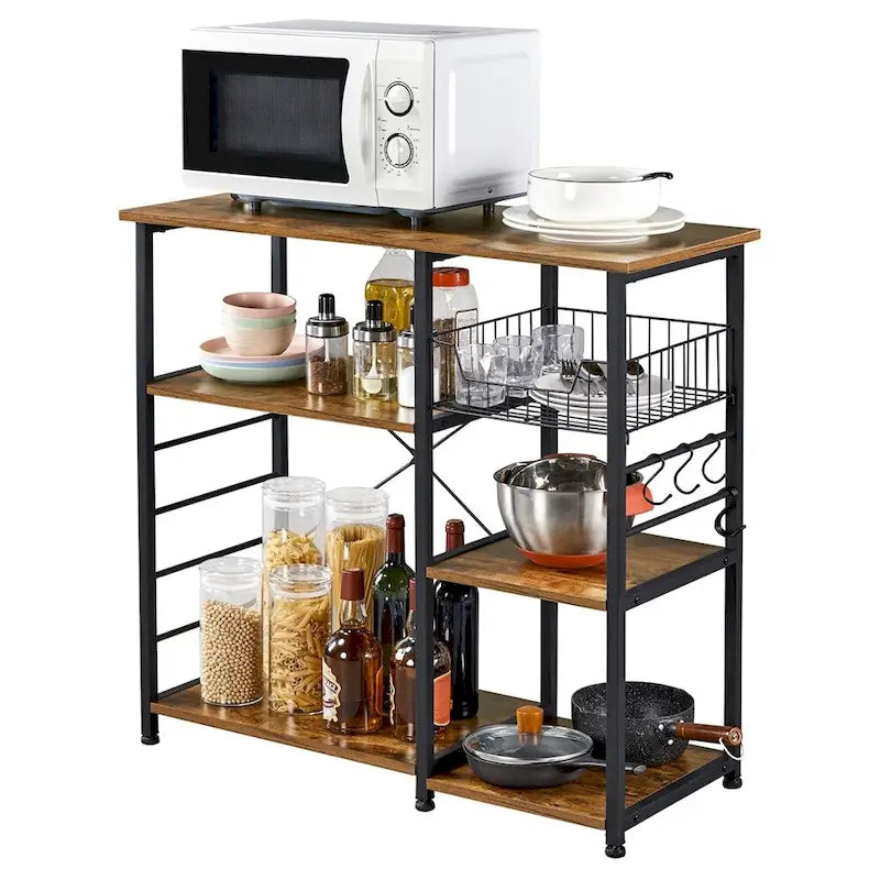 Metal Frame Baker's Rack Kitchen Island Storage Shelf