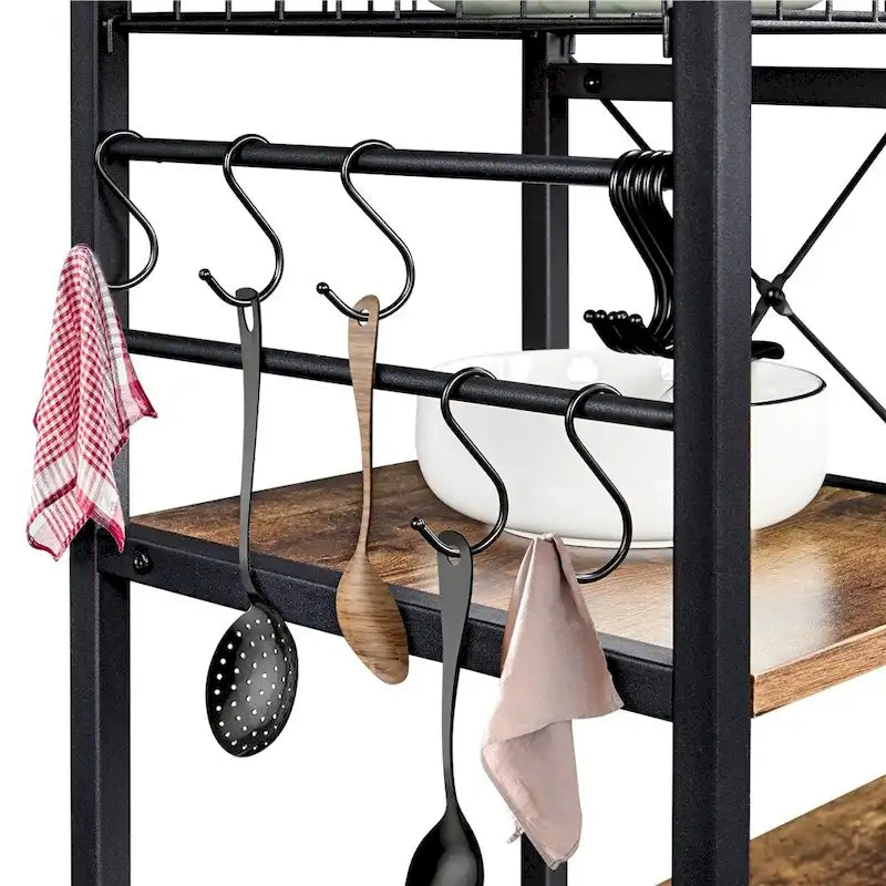 Metal Frame Baker's Rack Kitchen Island Storage Shelf