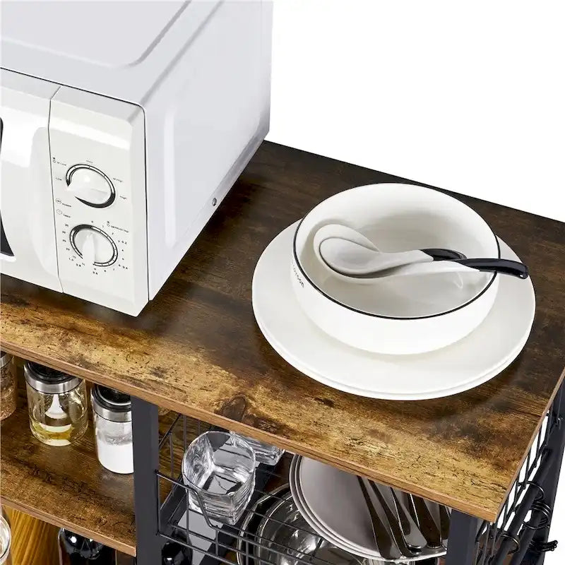 Metal Frame Baker's Rack Kitchen Island Storage Shelf