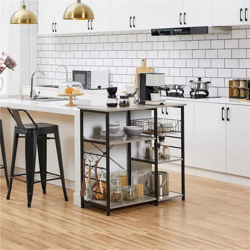 Metal Frame Baker's Rack Kitchen Island Storage Shelf