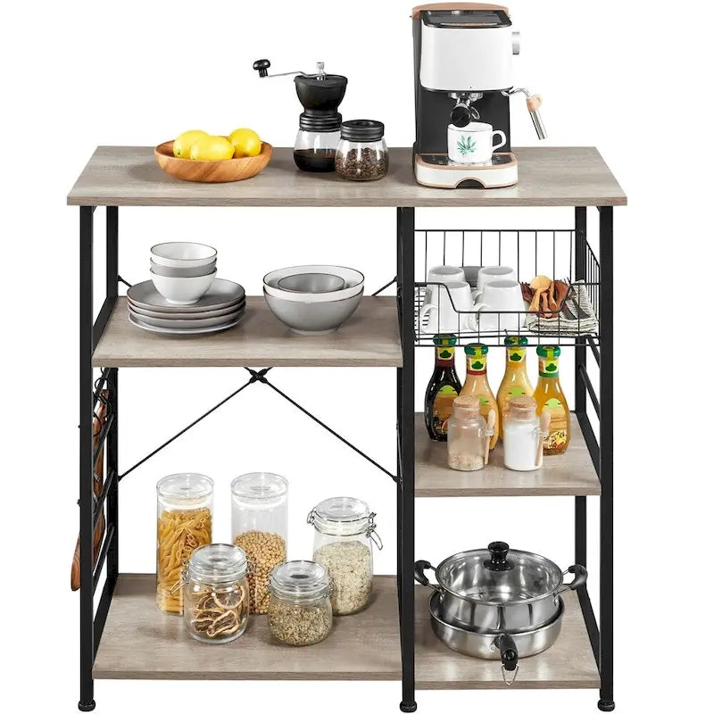 Metal Frame Baker's Rack Kitchen Island Storage Shelf