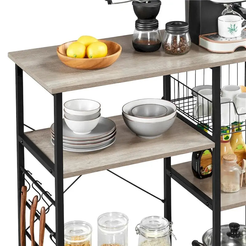 Metal Frame Baker's Rack Kitchen Island Storage Shelf