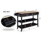 Rolling Kitchen Island Cart with Storage, Drawers, and Wine Rack
