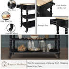 Rolling Kitchen Island Cart with Storage, Drawers, and Wine Rack