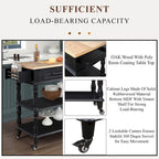 Rolling Kitchen Island Cart with Storage, Drawers, and Wine Rack