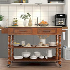 Rolling Kitchen Island Cart with Storage, Drawers, and Wine Rack