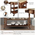 Rolling Kitchen Island Cart with Storage, Drawers, and Wine Rack
