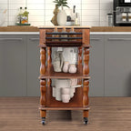 Rolling Kitchen Island Cart with Storage, Drawers, and Wine Rack