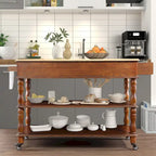 Rolling Kitchen Island Cart with Storage, Drawers, and Wine Rack