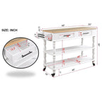 Rolling Kitchen Island Cart with Storage, Drawers, and Wine Rack