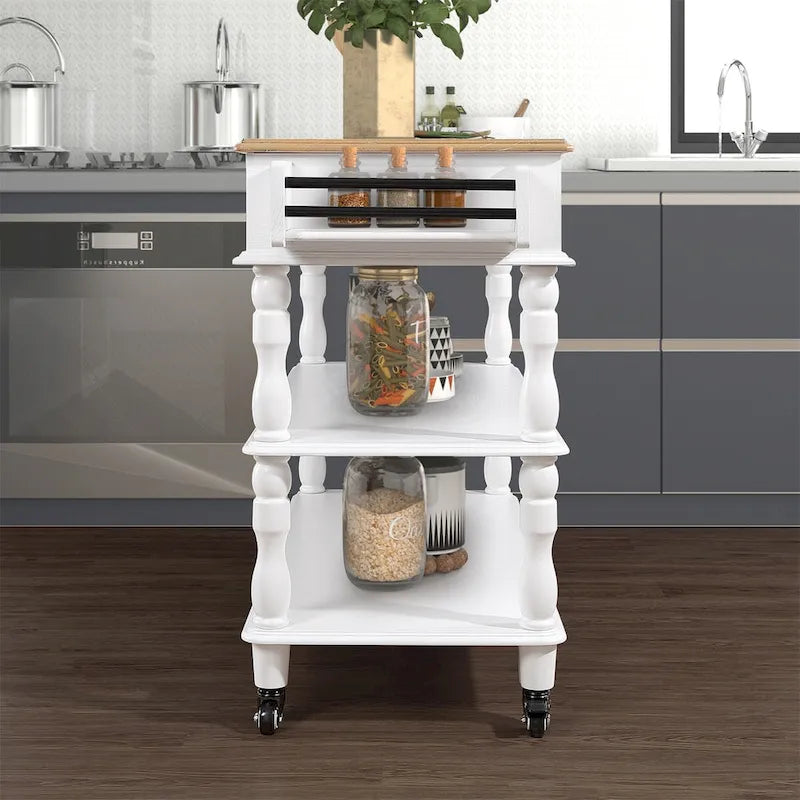 Rolling Kitchen Island Cart with Storage, Drawers, and Wine Rack
