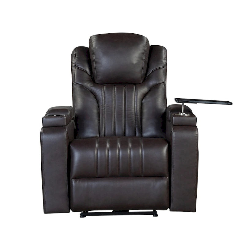 Power Recliner Chair with Adjustable Headrest, USB Port, Storage Arms, Cup Holder, and Swivel Tray Table