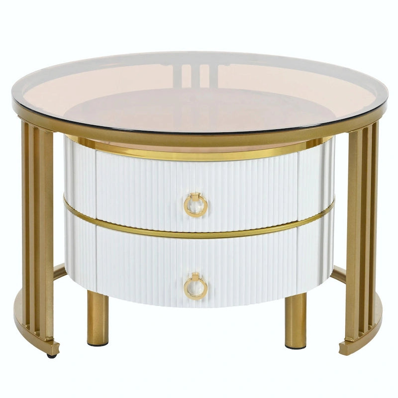 Nesting Coffee Table Set with 2 Drawers