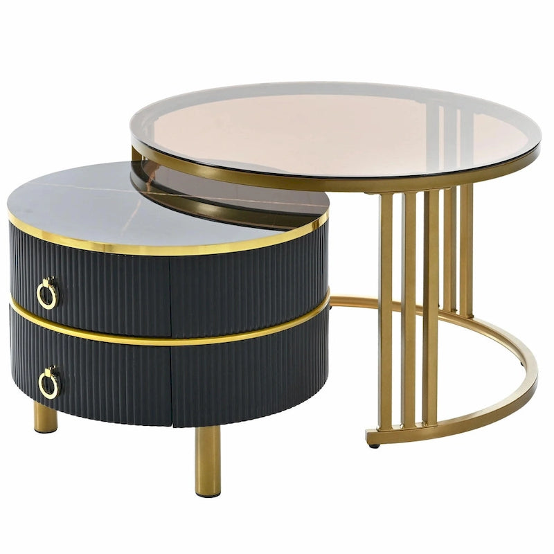 Nesting Coffee Table Set with 2 Drawers