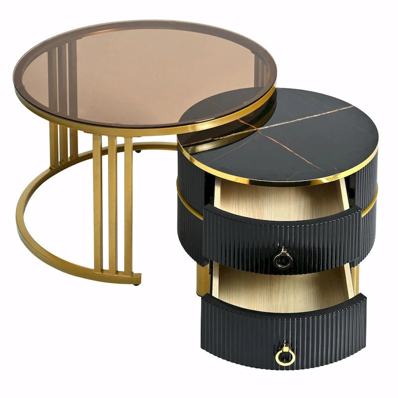 Nesting Coffee Table Set with 2 Drawers