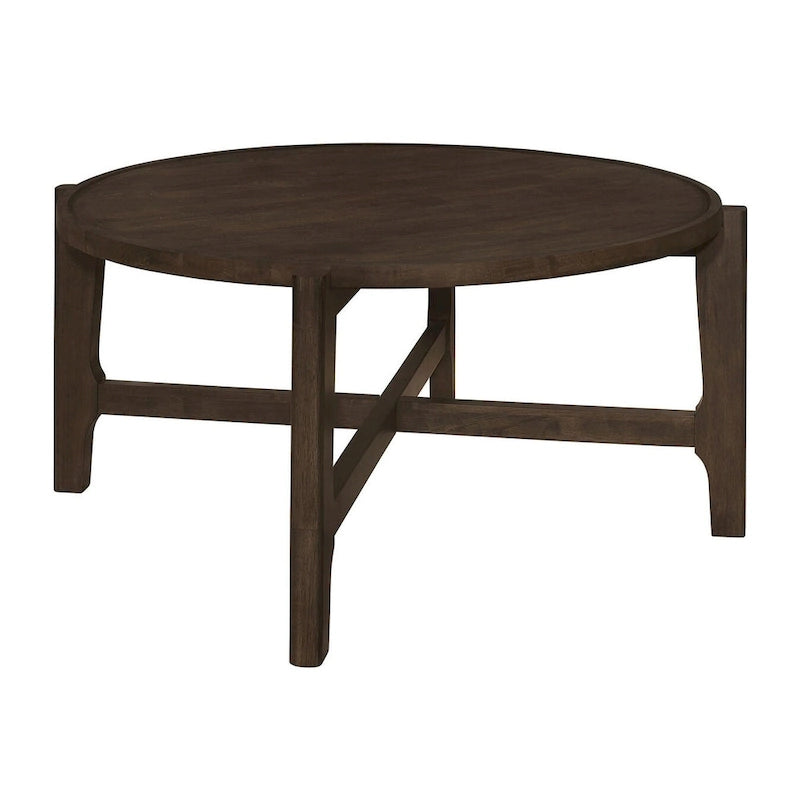 Dark Brown Round Wood Coffee Table