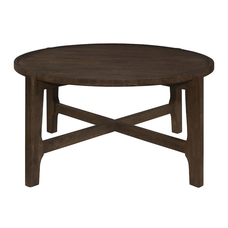 Dark Brown Round Wood Coffee Table