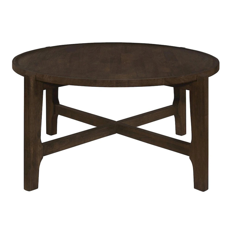 Dark Brown Round Wood Coffee Table