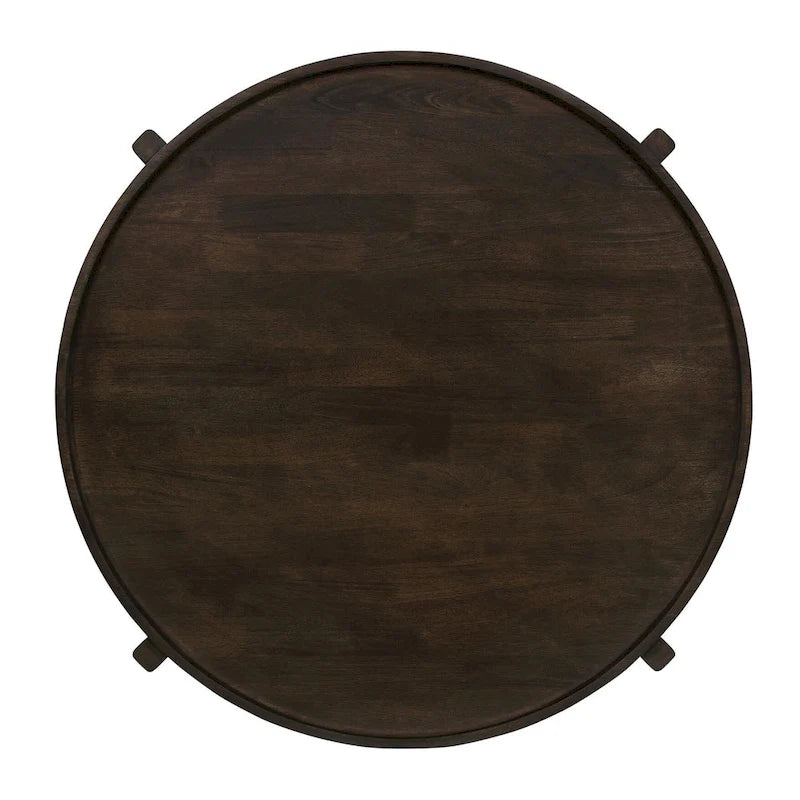 Dark Brown Round Wood Coffee Table