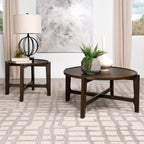 Dark Brown Round Wood Coffee Table