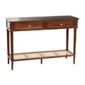 Console Table with Cane Shelf and 2 Drawers