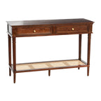 Console Table with Cane Shelf and 2 Drawers