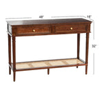 Console Table with Cane Shelf and 2 Drawers