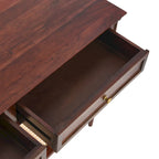 Console Table with Cane Shelf and 2 Drawers