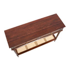 Console Table with Cane Shelf and 2 Drawers